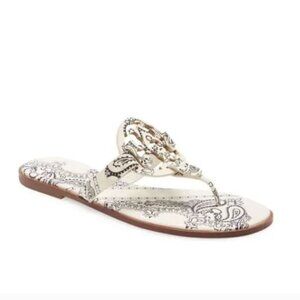 Tory Burch Miller Sandals Ivory Americana Bandana Style 75280